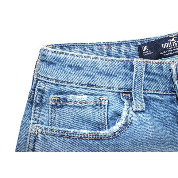 HOLLISTER Ultra High Rise Mom Jeans with Raw Hem - W24/L27 (Size 0R) - Picture 9 of 13